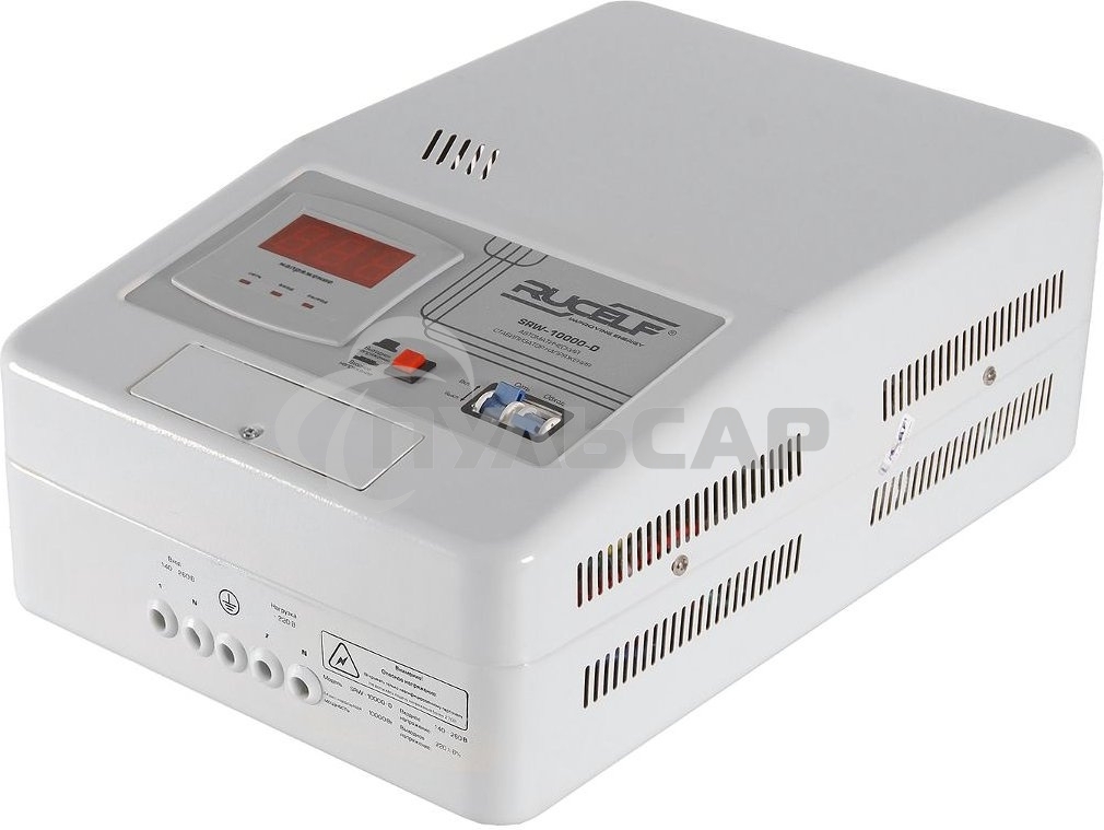 Стабилизатор RUCELF SRW-10000-Dоднофазный, цифровой 220В 10000ВА вх.:140-260ВНАСТЕННЫЙ