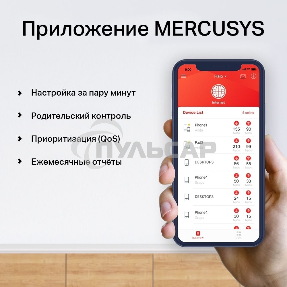 Система Mercusys MESH AC1900 Whole Home Mesh Wi-Fi System, 3× Internal Antennas, 3×Gb ports (WAN/LAN) (3-pack)