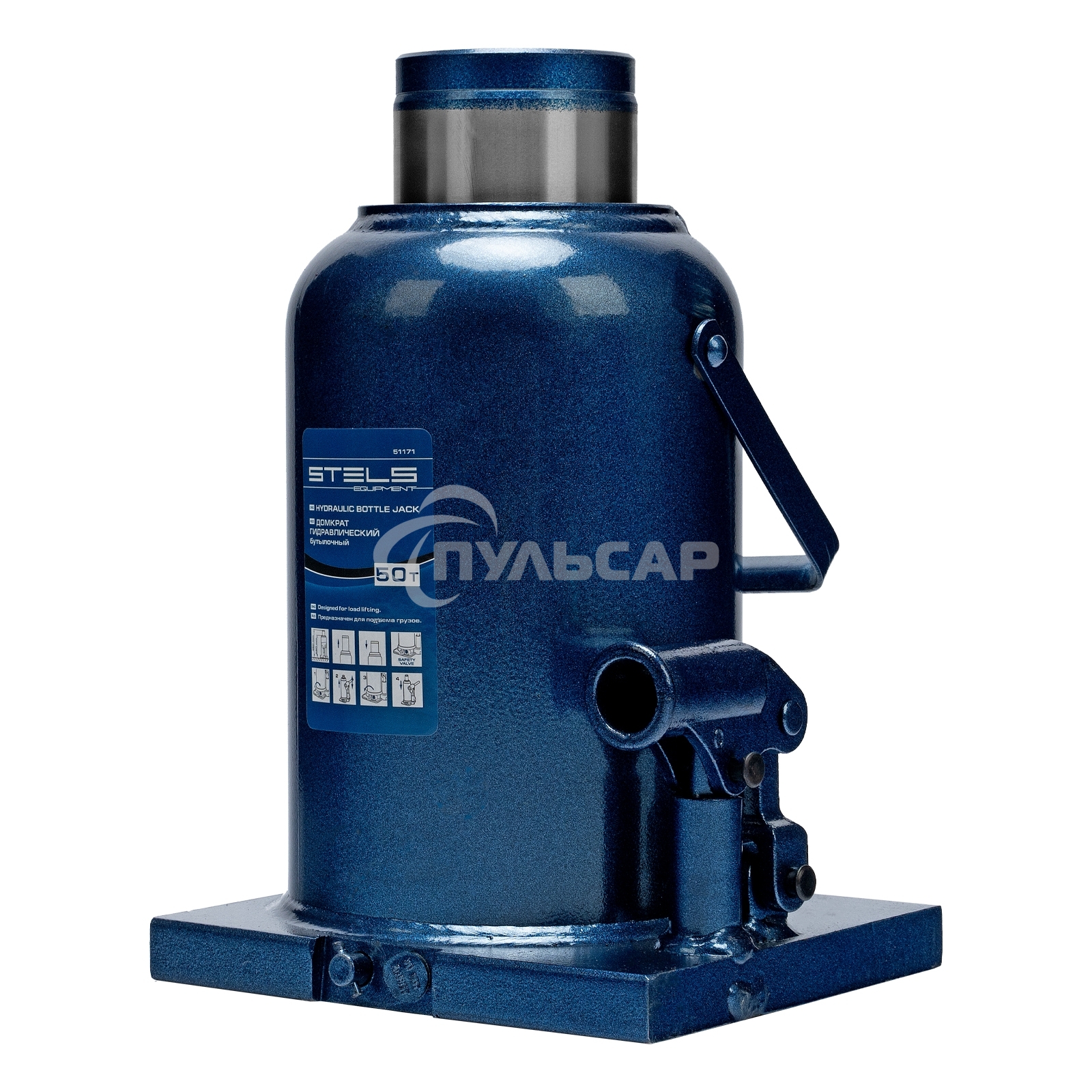 Домкрат гидравлический бутылочный, 50 т, h подъема 280-450 мм Stels