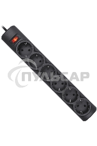 Сетевой фильтр Defender DFS 151 1.8 m, 6 розеток, черный