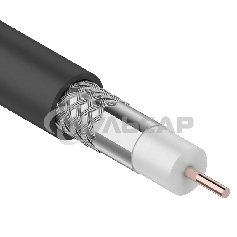 Кабель коаксиальный Rexant RG-6U, 75 Ом, CCS/Al/Al, 64%, бухта 100 м, черный OUTDOOR