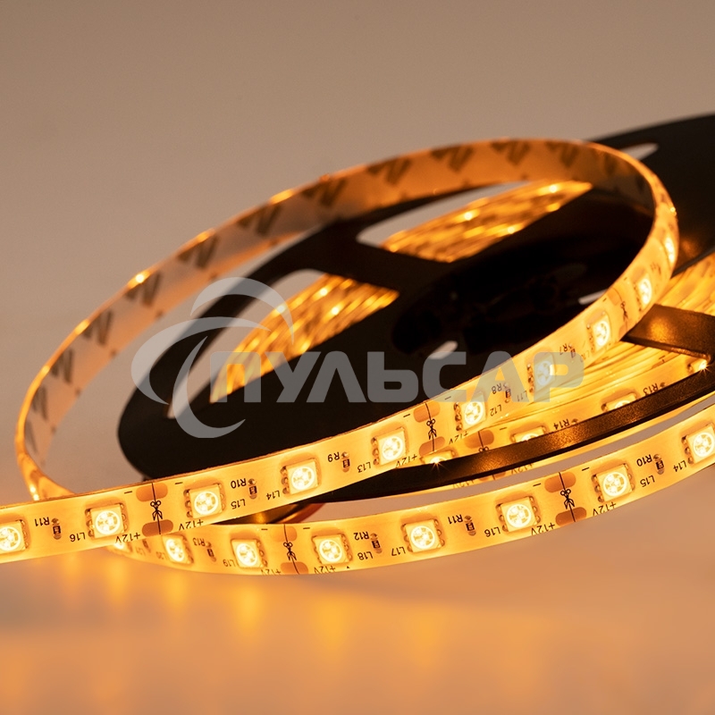 Лента светодиодная силикон, 10 мм, IP65, SMD 5050, 60 LED/m, 12 V, цвет свечения желтый
