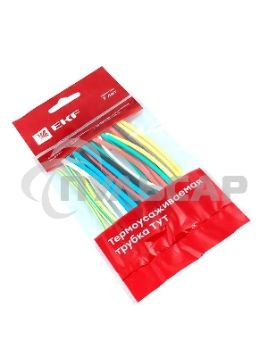 Термоусаживаемая трубка EKF tut-n-2 ТУТ 2/1 набор:7 цветов по 3шт. 100мм. EKF PROxima
