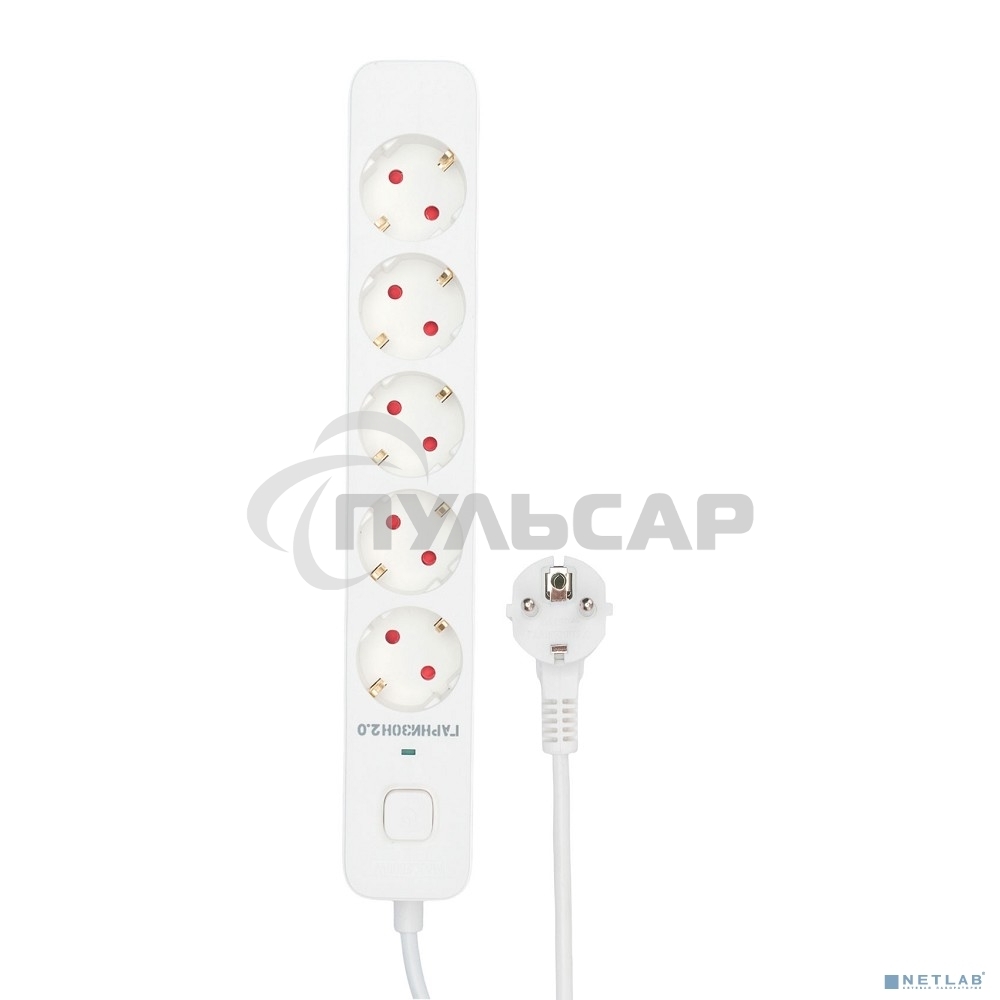 Сетевой фильтр Гарнизон EPS-5-W-2 5р, 2.0, 10А, 2м, ур.защиты 2+, белый, пакет (21442)
