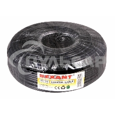 Кабель коаксиальный Rexant RG-6U, 75 Ом, CCS/Al/Al, 64%, бухта 100 м, черный OUTDOOR