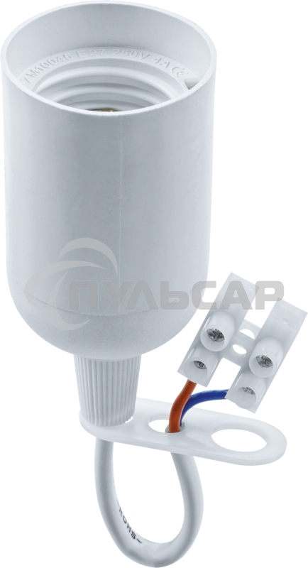 Патрон электрический Navigator NLH-P-F-WH-E27-TB пластик. подвесной с клеммной колодкой на проводе бел.