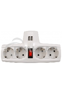 Разветвитель ZIS Pilot T USB, 4 розетки (евро с заземлением), 2*USB