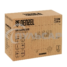 Компрессор безмаслянный малошумный DLS 2250/100, 2250 Вт, 3х750, 100 л, 410 л/мин блок упр Denzel