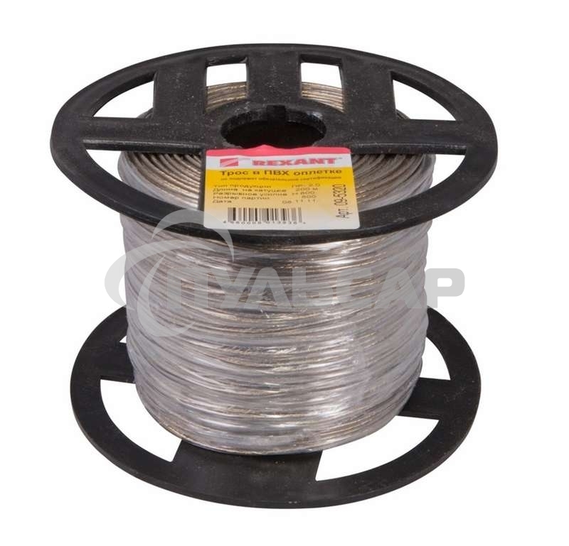 Трос стальной Rexant в ПВХ изоляции d=2.0 мм, катушка 200 метров 09-5320
