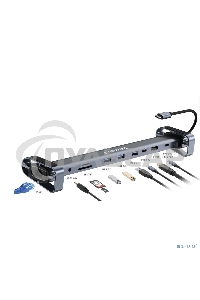 Док-станция Type-C Gembird UHB-D5, 10в1: 3xUSB3.1, Type-C PD87W, Jack 3.5, SD/TF, HDMI, RJ45, Type-C, кабель 14см, алюминий