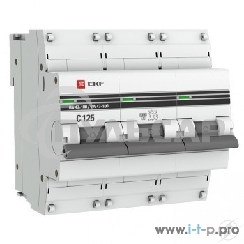 Выключатель автоматический модульный 3п C 100А 10кА ВА 47-100 PROxima EKF mcb47100-3-100C-pro
