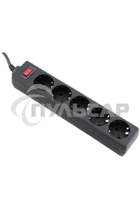 Сетевой фильтр Defender ES, 1.8м, 5 розеток, черный