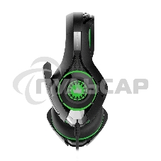Гарнитура игровая CROWN CMGH-102T Black&green (Подключение USB, встроенная аудио карта, Частотный диапазон: 20Гц-20,000 Гц,Кабель 2.1м,Размер D 250мм)