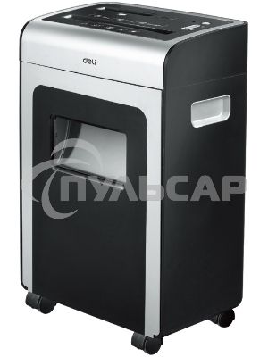 Шредер Deli 9915 черный (секр.P-4)/фрагменты/10лист./21лтр./скрепки/скобы/пл.карты/CD