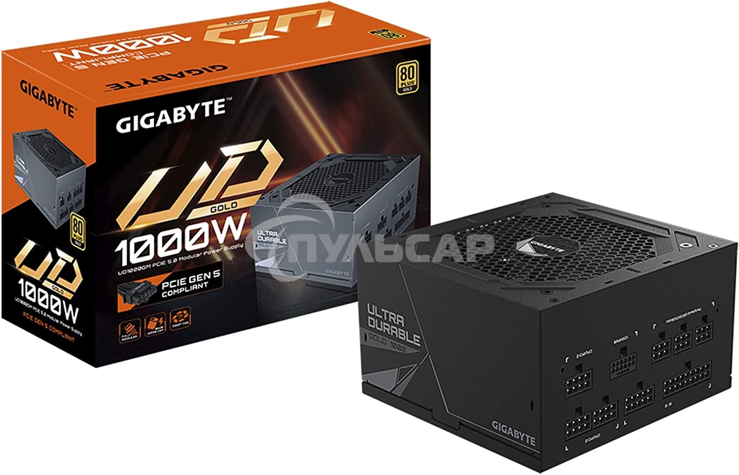 Блок питания Gigabyte GP-UD1000GM PG5 RTL, 1000Вт, 80 PLUS Gold, 120мм, модульный, черный