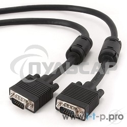 Кабель Gembird/Cablexpert CC-PPVGA-5M-B,Кабель VGA Premium, 15M/15M, 5.0м,черный,тройной экран, феррит.кольца