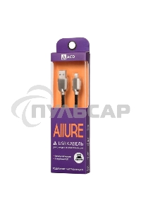 Кабель USB ACD-Allure Lightning ~ USB-A Кожа, 1м, черный (ACD-U926-P5B)