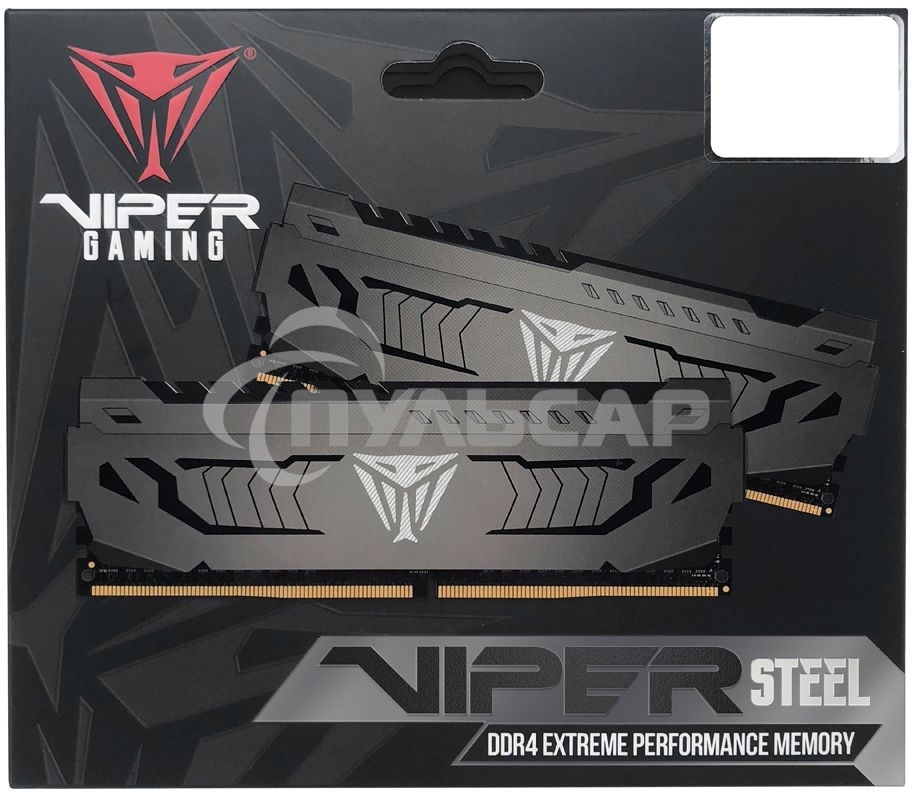 Оперативная память Patriot Viper Steel, DDR4, 16Gb (2x8 Gb), 3733 MHz, CL17, DIMM, радиатор, черный