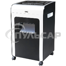 Шредер Deli E9917-EU черный/белый с автоподачей (секр.P-4)/фрагменты/16лист./31лтр./скрепки/скобы/пл.карты/CD