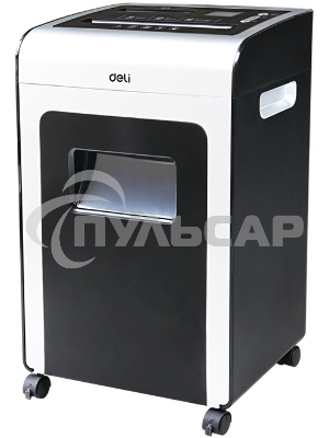 Шредер Deli E9917-EU черный/белый с автоподачей (секр.P-4)/фрагменты/16лист./31лтр./скрепки/скобы/пл.карты/CD