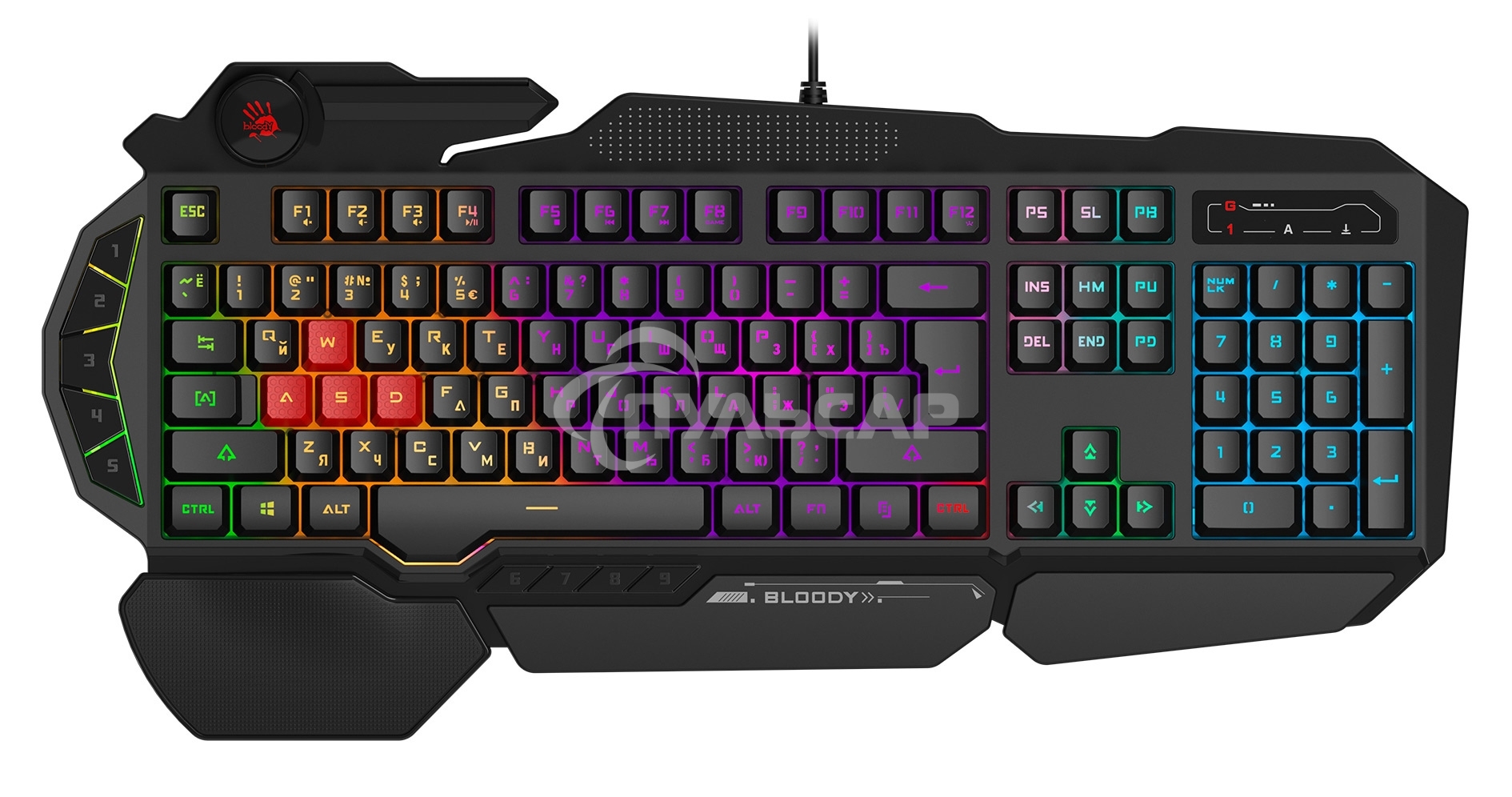 Клавиатура проводная A4Tech Bloody B310N черный USB Multimedia for gamer LED (подставка для запястий) (B310N)