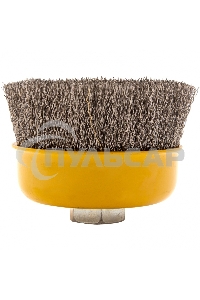 Щетка для УШМ, 100 мм, М14, Чашка, витая нержавеющая проволока 0,3 мм Denzel