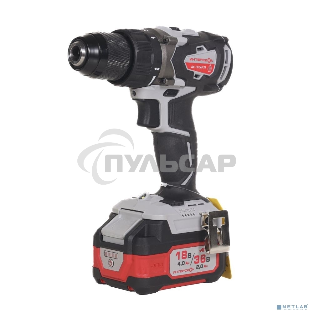 Бесщеточная аккум. дрель-шуруп. ИНТЕРСКОЛ ДА-13/36В 70 Li-ion АПИ [814.2.2.70] кейс, 2 аккум. 2,0А·ч, ЗУ