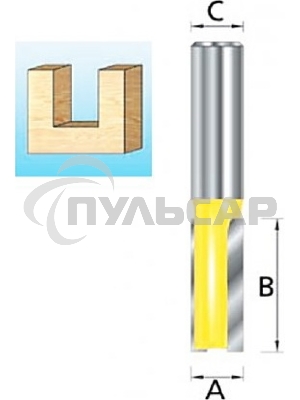 Фреза MAKITA D-10372 пазовая твердосплавная, 2 лезв., хв.8мм, d25мм, дл.20мм