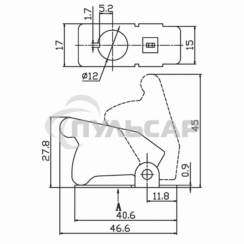 Защитная крышка для тумблеров типа KN и ASW черная Rexant