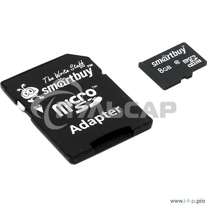 Флеш карта microSD 8Gb, Smartbuy microSDHC Class 10 (SD адаптер)