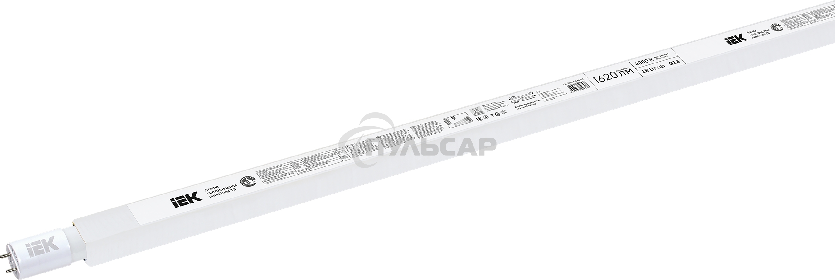 Лампа светодиодная Iek LLE-T8-18-230-40-G13 ECO T8 линейная 18Вт 230В 4000К G13 IEK (аналог люм.лампы 36Вт)