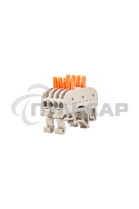 Клемма соединительная многоразовая проходная 4-полюсная, с креплением на DIN-рейку (0,08-4 мм²) серая (50 шт./уп.) Rexant