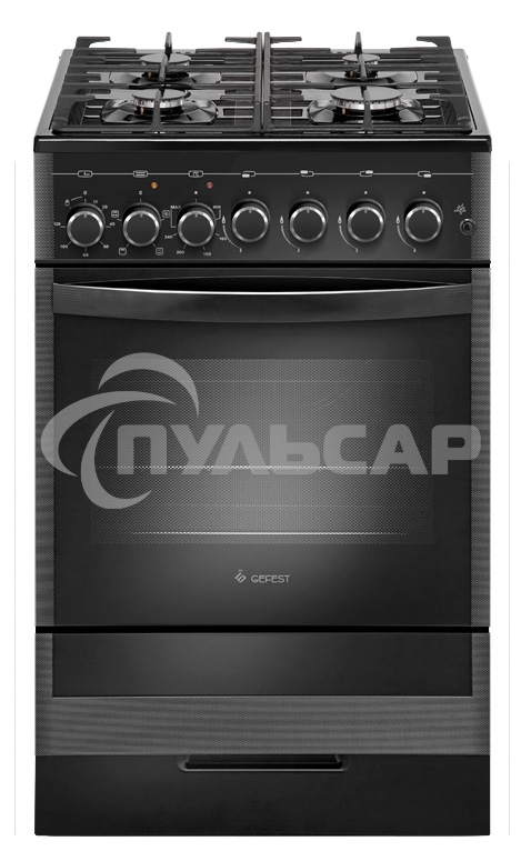 Плита комбинированная Gefest ПГЭ 5502-02 0044 черный, конфорок 4 газовых, духовка 55 л, 50 см x 85 см x 58.5 см