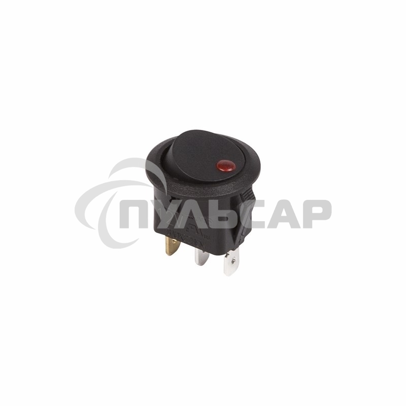 Выключатель клавишный Rexant круглый 12V 16А (3с) ON-OFF черный с красной подсветкой