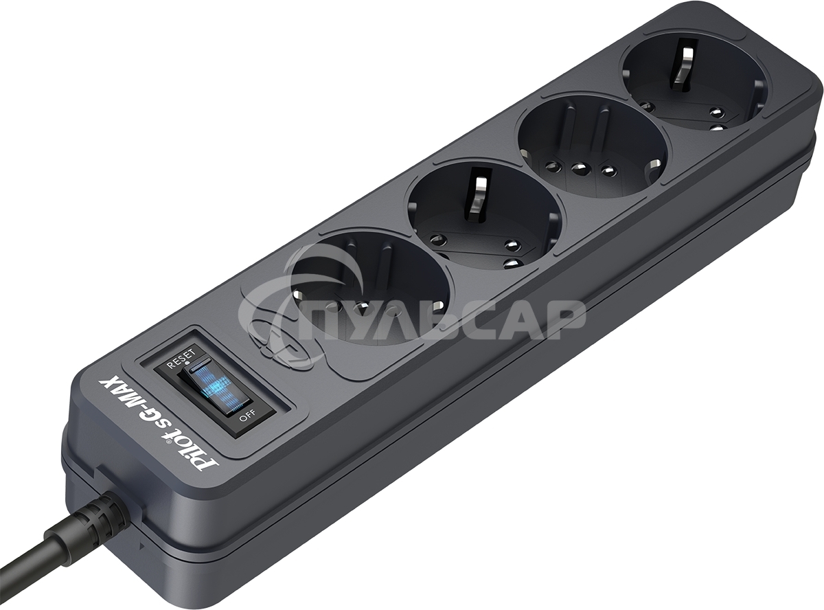 Сетевой фильтр Pilot sG-Max 5 outlets (GP), 15А/3.3 kVt, automatic circuit-breaker, 1.8 m, gfaphite