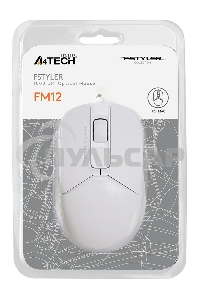 Мышь проводная A4Tech Fstyler FM12 белый, 1200 dpi, USB, кнопки - 3