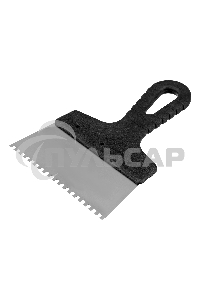 Шпатель из нержавеющей стали Сибртех 150 мм, зуб 4х4 мм, пластмассовая ручка 85455