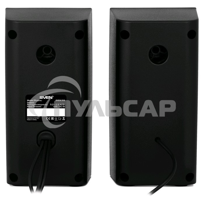 Колонки Sven 318 черный USB-порт ПК, ноутбука или адаптер 5V DC