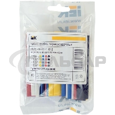 Набор трубок термоусадочных тонкостен. ТТУ 2/1; 4/2; 6/3; 8/4 (Ж; С; К; Ч; Б) 20х8см разноцвет. IEK UDRS-D2-D8-10-2