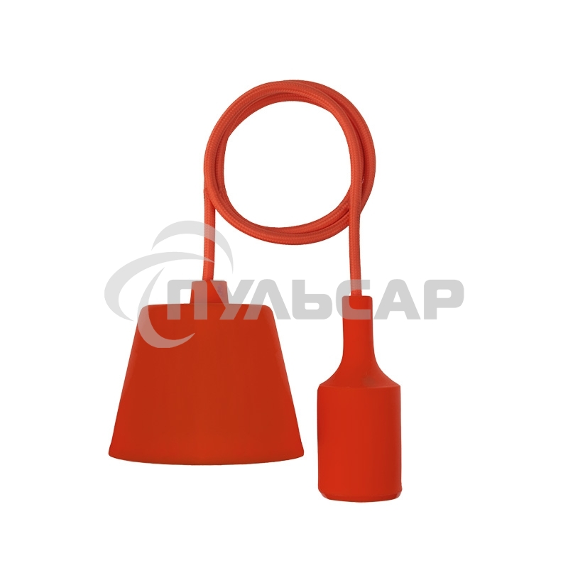 Патрон E27 силиконовый со шнуром 1 м красный Rexant