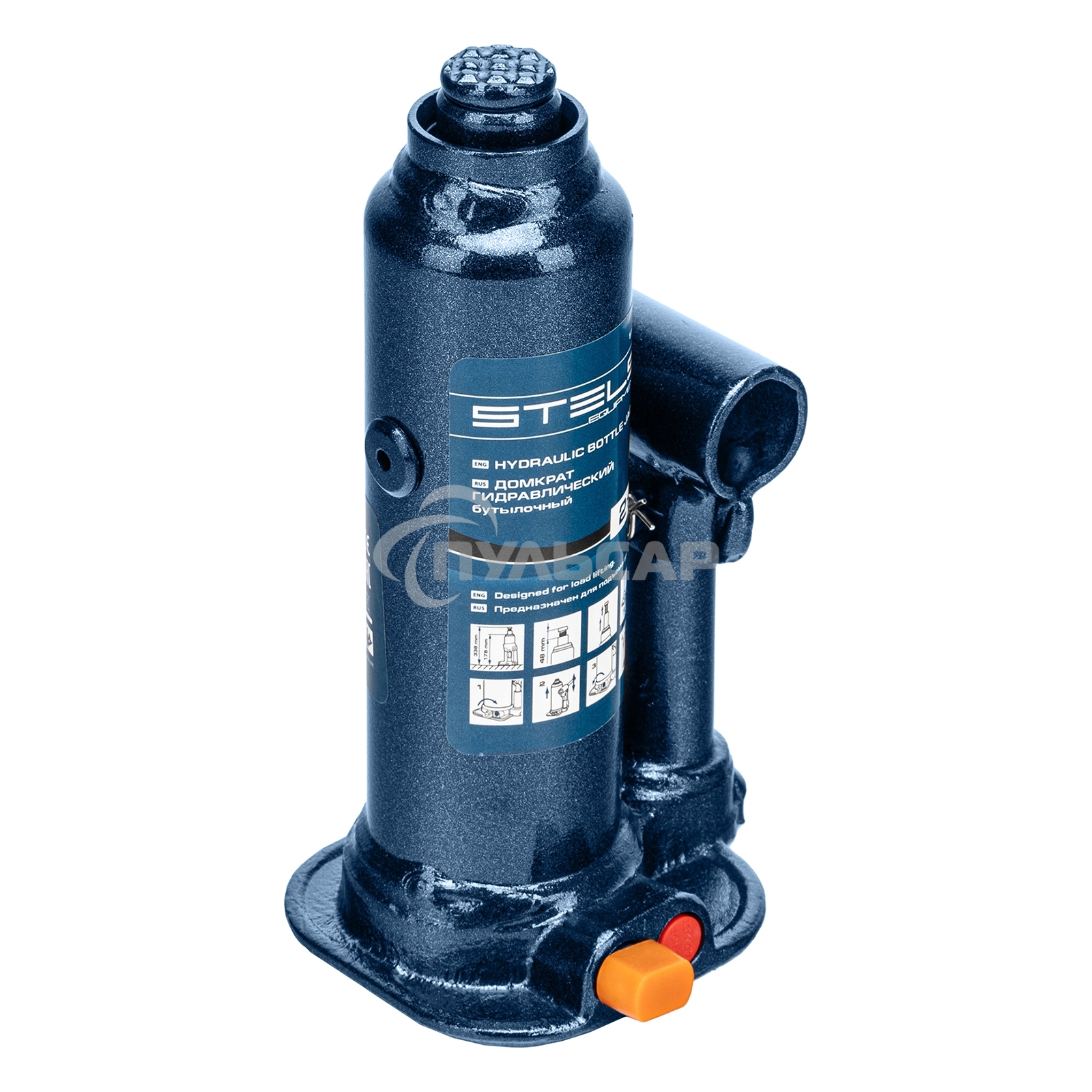 Домкрат гидравлический бутылочный, 2 т, h подъема 178–338 мм, в пласт. кейсе Stels