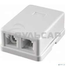 Розетка телефонная TA-102 RJ-11 (6P4C) внешняя 2 порта, белая