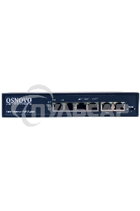 Коммутатор Osnovo SW-20600(80W) PoE коммутатор 6 портов, 4 PoE порта 10/100 Base-T, 2*10/100 Base-T Uplink, до 30W на порт, суммарно до 80W