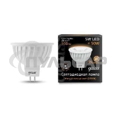 Лампа светодиодная Gauss 101505105 MR16 5 Вт 3000К тепл. бел. GU5.3 500 лм 150-265В FROST