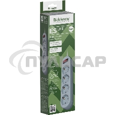 Сетевой фильтр Defender ES Lite, 1.8м, 4 розетки, серый