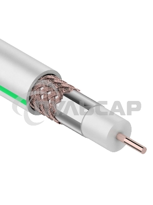 Кабель коаксиальный Rexant SAT 703B, 75 Ом, Cu/Al/Cu, 75%, бухта 20 м, белый