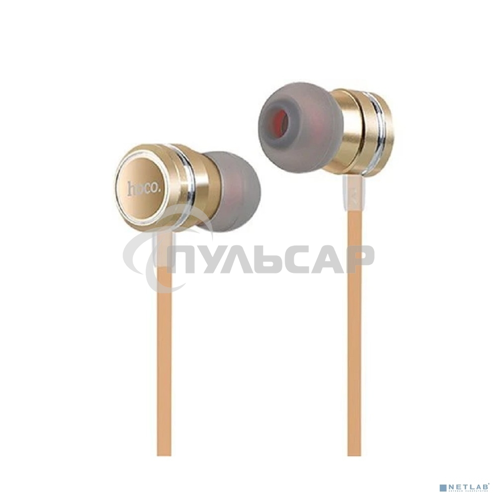 Наушники проводные-вставки с микрофоном Hoco M16 золотой
