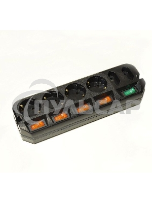 Сетевой удлинитель Most A10 1.6м (6 розеток) черный (пакет ПЭ)