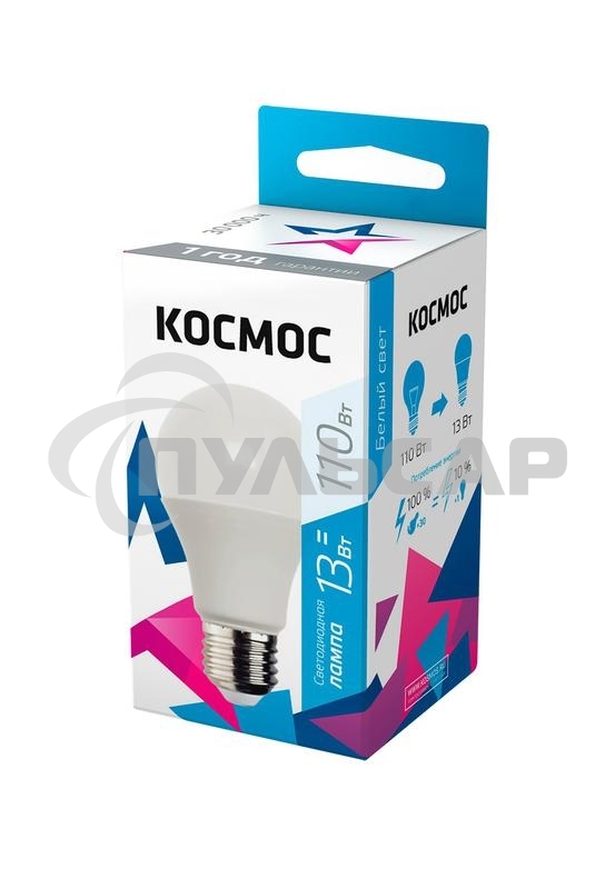 Лампа светодиодная LED BASIC A60 13Вт 220В E27 4500К Космос LkecLED13wA60E2745
