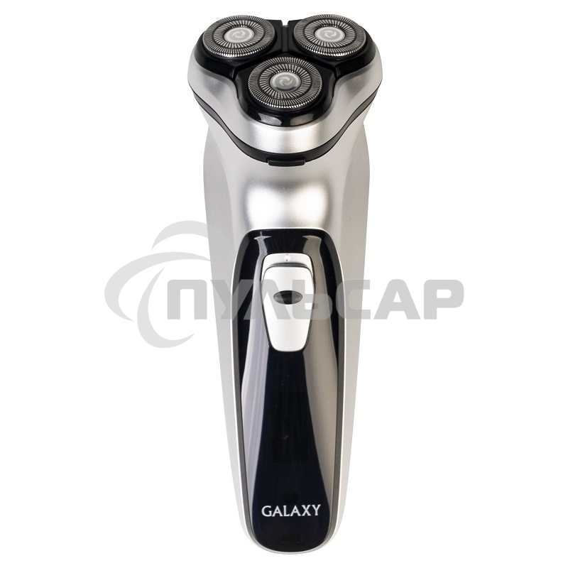 Электробритва Galaxy Line GL 4209, серебряный с черным, роторная, аккумуляторная, 5 Вт, Li-Ion аккумулятор емкостью 600 мА*ч, время непрерывной работы до 1,5 ч, ножи из нержавеющей стали, 3 независимые плавающие головки, возможность промывки бреющего блок